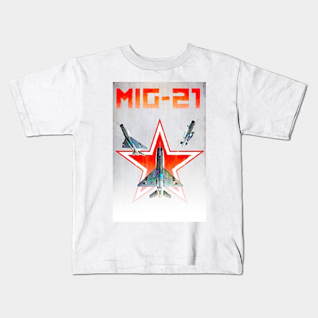 MIG 21 Fighter Jet Kids T-Shirt by Pitmatic